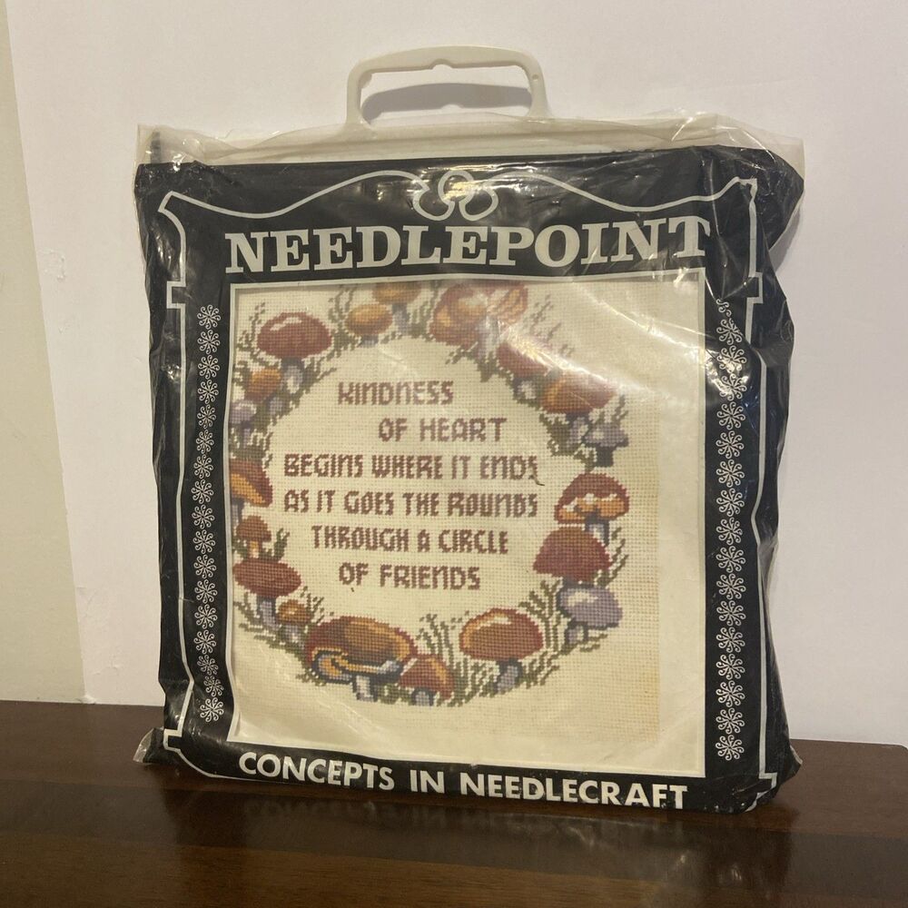 VTG Concepts in Needlecraft Mushroom Needlepoint Kit Friendship 16x16
